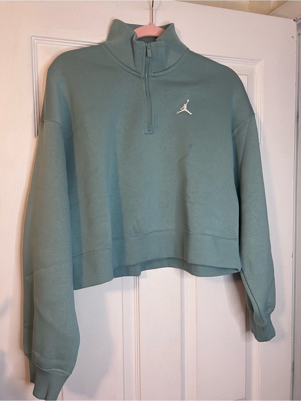 #683 NWT Jordan Brooklyn Fleece 1/4 Zip Cannon White Women’s Small - Picture 2 of 8